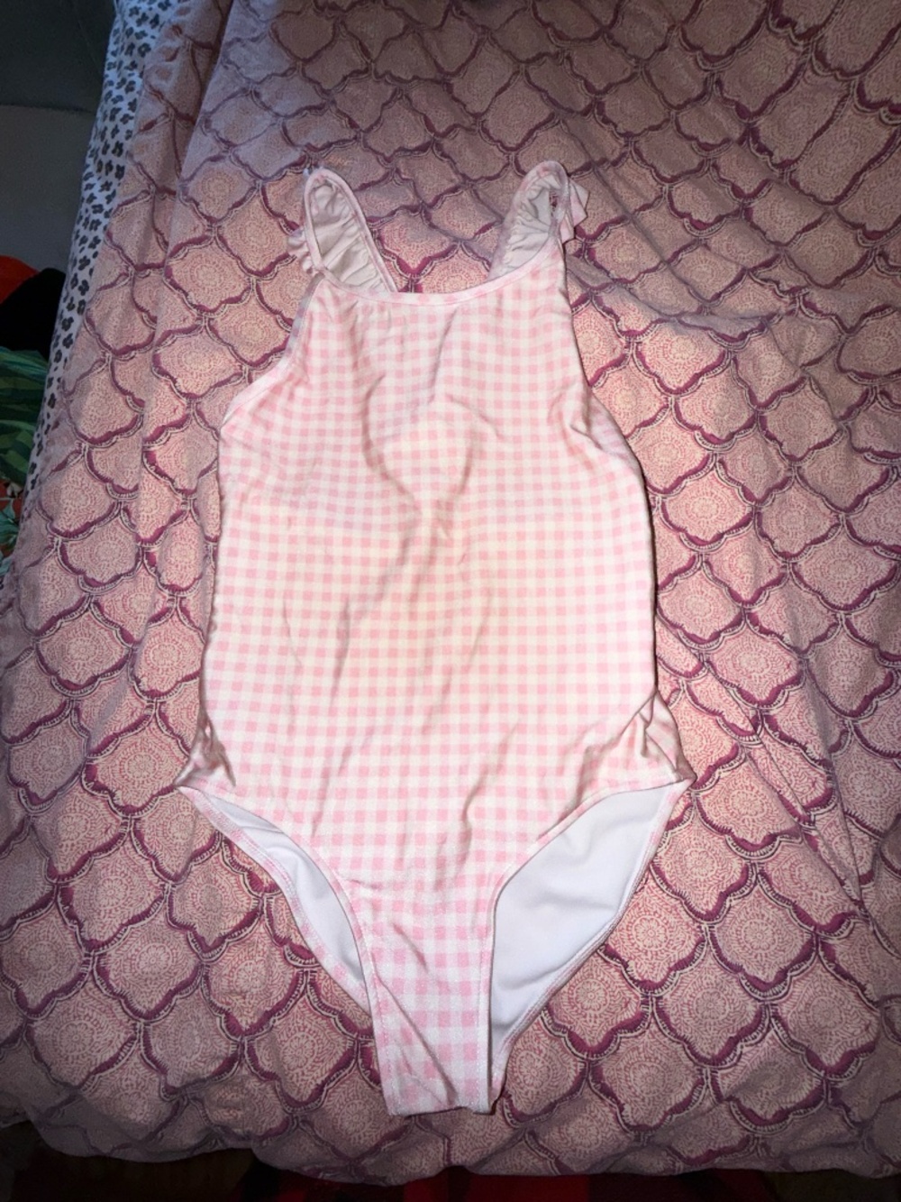 Polo Ralph lauren girls one piece swimsuit size 12 pink white gingham - Picture 2 of 5